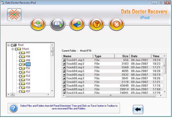 Screenshot of iPod Files Salvage Software