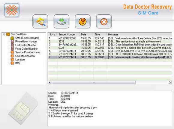 Screenshot of Recover SIM Card Data