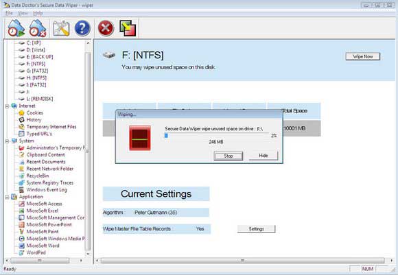 Screenshot of Hard Disk Data Sanitization Software