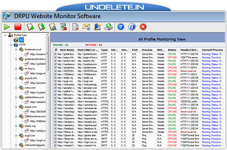 Website Performance Monitoring Software Screenshot