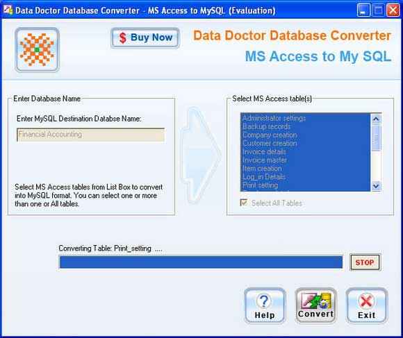 Microsoft Access database conversion tool convert table record into MySQL server