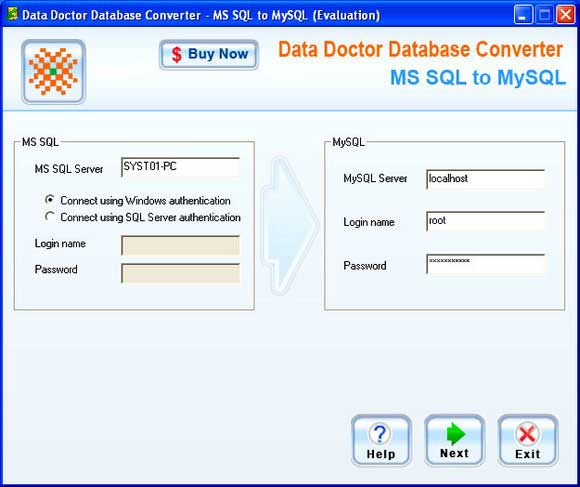 Screenshot of MSSQL Conversion Software 2.0.1.5