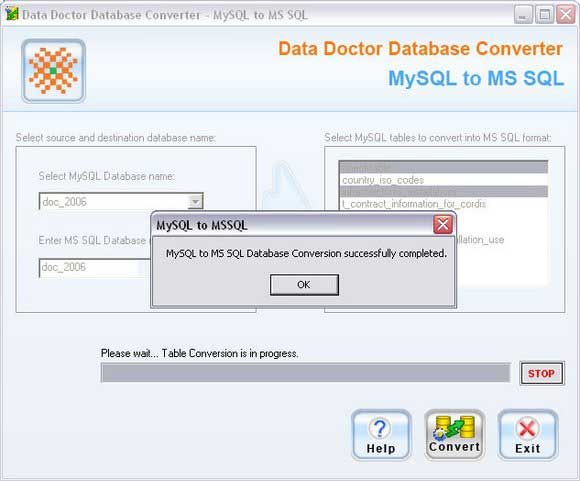 Screenshot of MySQL to MSSQL Migration Software