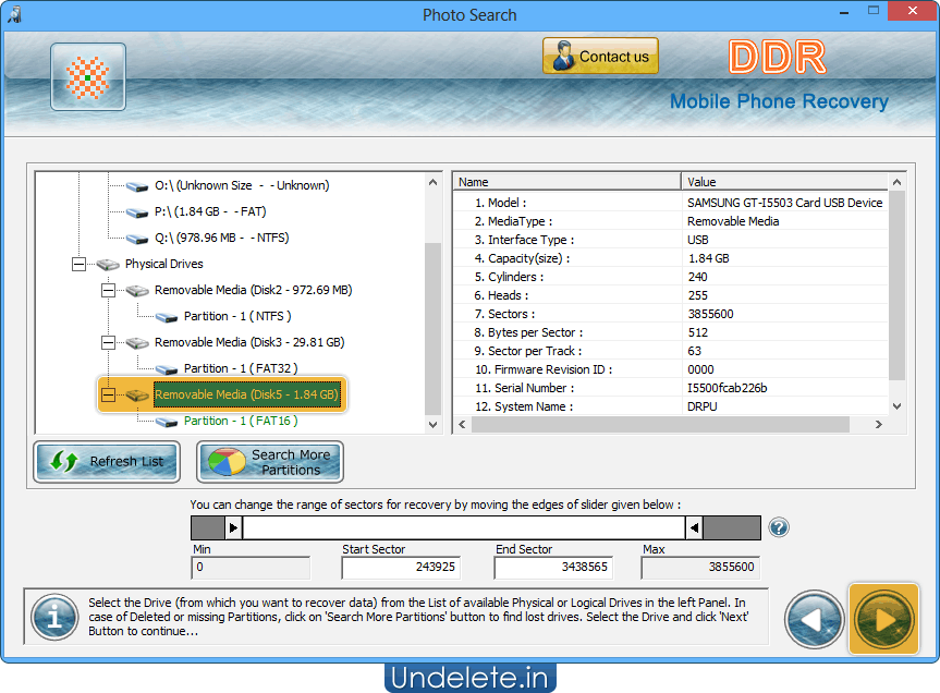 DDR Mobile Phone Undelete Software