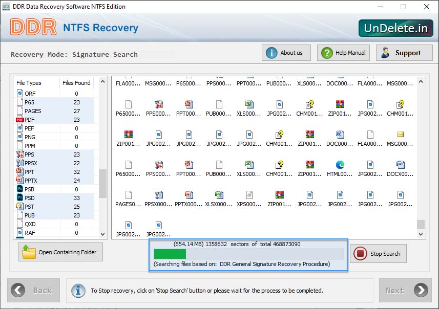 Scanned for deleted files