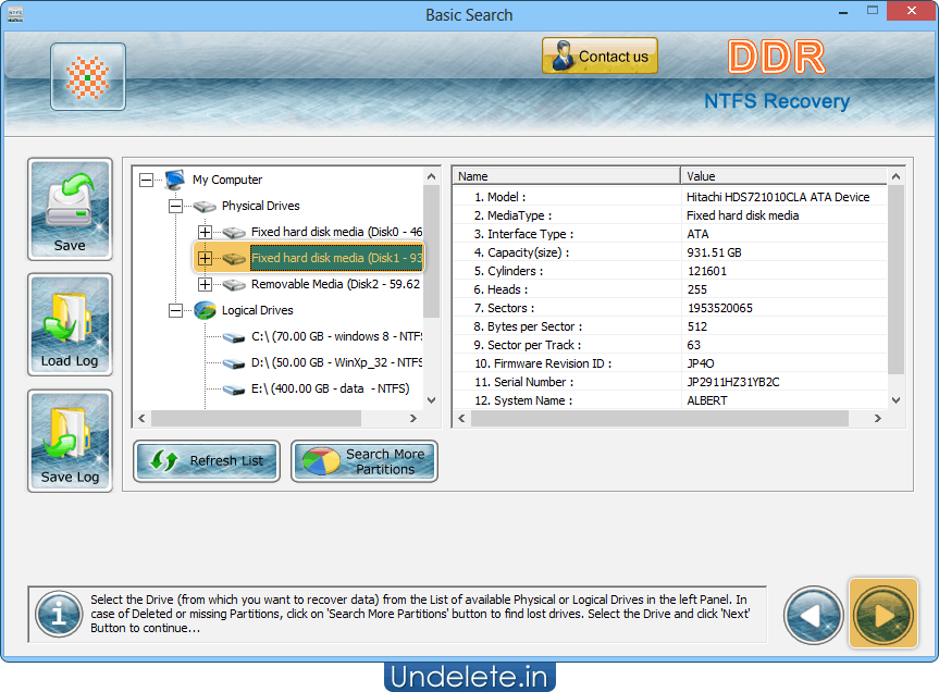 NTFS Undelete Software Screenshots