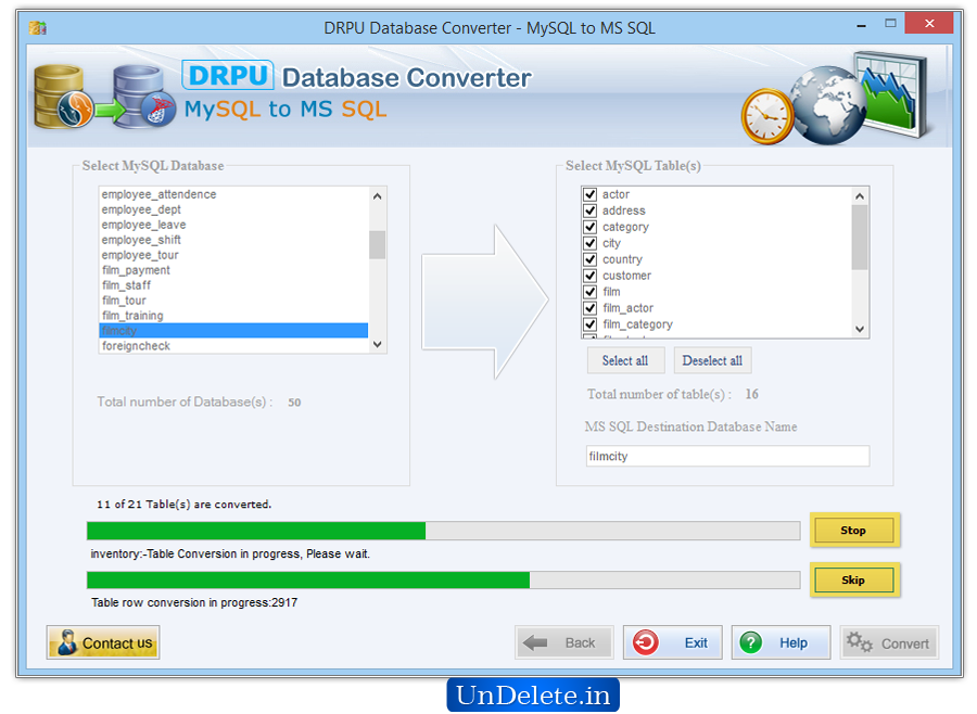 Database Converter Software - MS SQL to MySQL